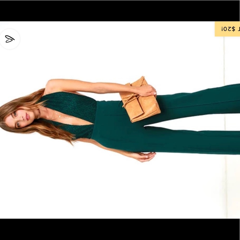 Lulus Keep playing the song dark green halter jumpsuit